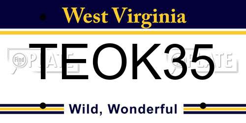 TEOK35 West Virginia License Plate