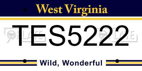 TES5222 West Virginia License Plate