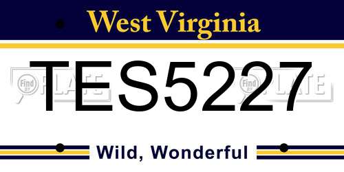 TES5227 West Virginia License Plate