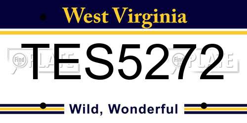TES5272 West Virginia License Plate