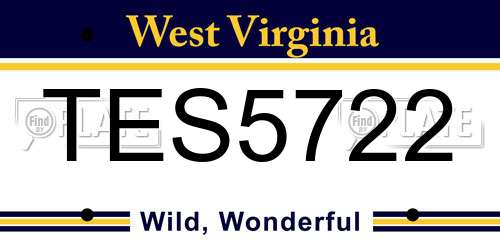 TES5722 West Virginia License Plate