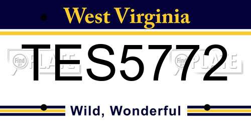 TES5772 West Virginia License Plate