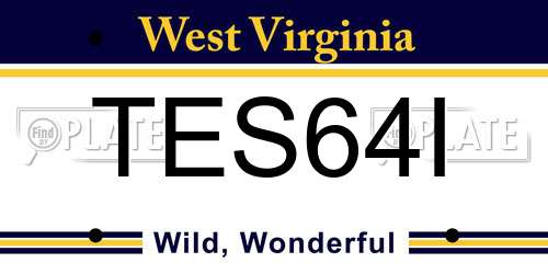 TES64I West Virginia License Plate