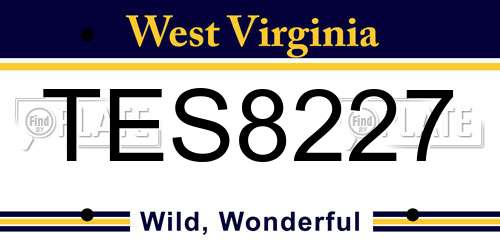 TES8227 West Virginia License Plate