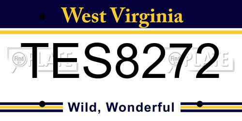 TES8272 West Virginia License Plate