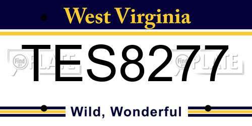 TES8277 West Virginia License Plate