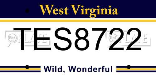 TES8722 West Virginia License Plate