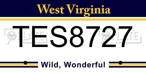 TES8727 West Virginia License Plate