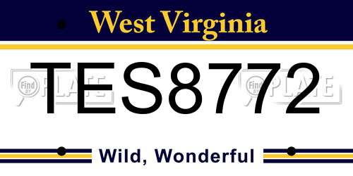 TES8772 West Virginia License Plate