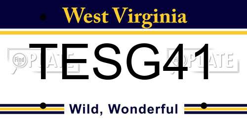 TESG41 West Virginia License Plate