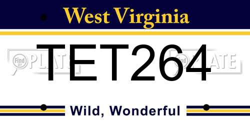TET264 West Virginia License Plate