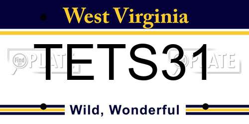 TETS31 West Virginia License Plate
