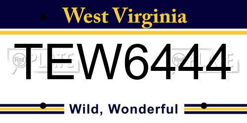 TEW6444 West Virginia License Plate