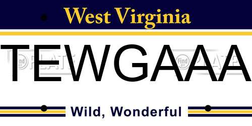 TEWGAAA West Virginia License Plate