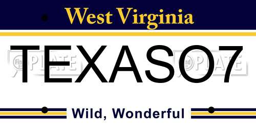 TEXASO7 West Virginia License Plate
