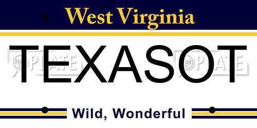 TEXASOT West Virginia License Plate