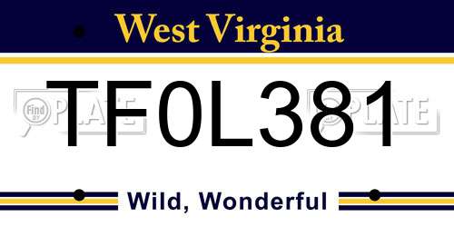 TF0L381 West Virginia License Plate