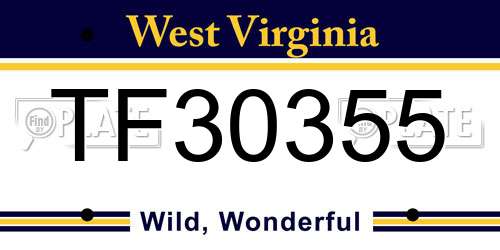TF30355 West Virginia License Plate