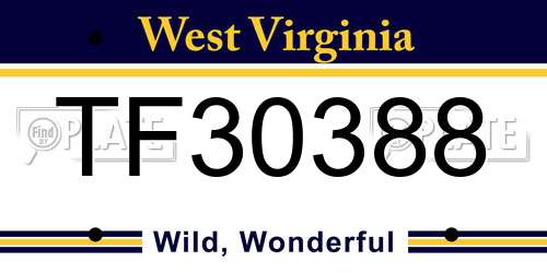 TF30388 West Virginia License Plate