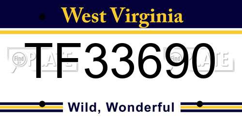TF33690 West Virginia License Plate