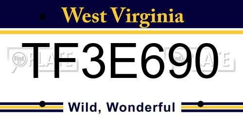 TF3E690 West Virginia License Plate