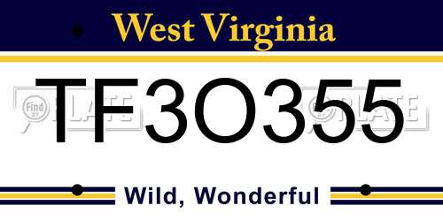 TF3O355 West Virginia License Plate