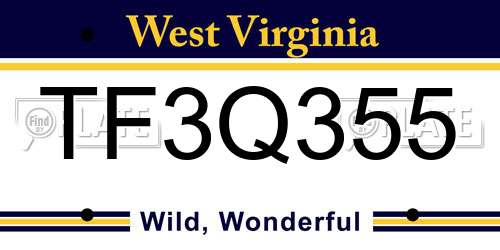 TF3Q355 West Virginia License Plate