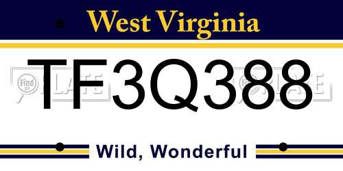 TF3Q388 West Virginia License Plate