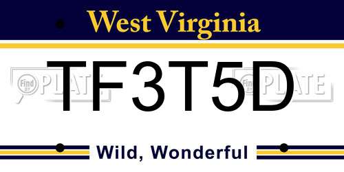 TF3T5D West Virginia License Plate