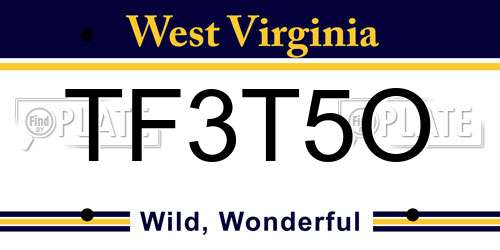 TF3T5O West Virginia License Plate
