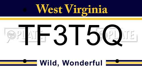 TF3T5Q West Virginia License Plate