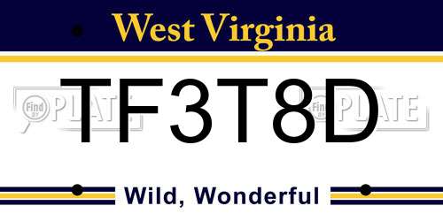 TF3T8D West Virginia License Plate