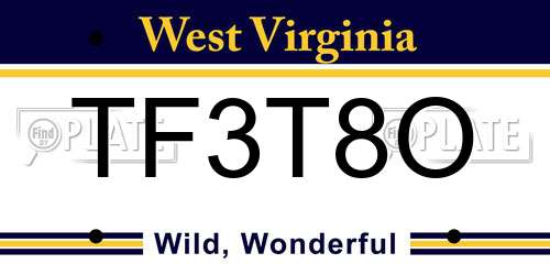 TF3T8O West Virginia License Plate