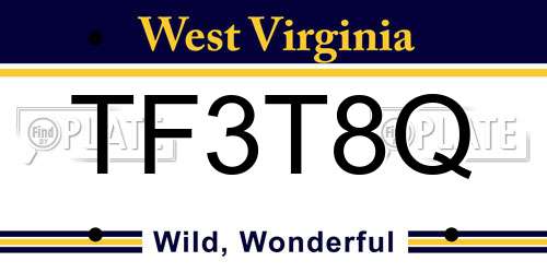 TF3T8Q West Virginia License Plate