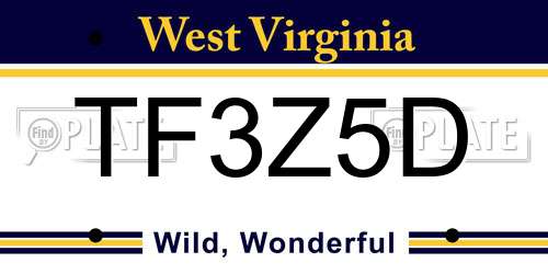 TF3Z5D West Virginia License Plate