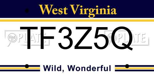 TF3Z5Q West Virginia License Plate