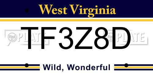 TF3Z8D West Virginia License Plate
