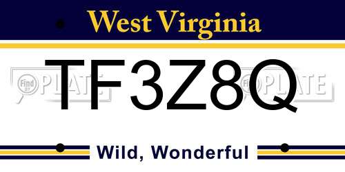 TF3Z8Q West Virginia License Plate
