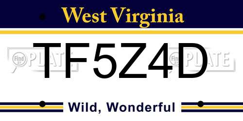 TF5Z4D West Virginia License Plate