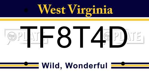 TF8T4D West Virginia License Plate