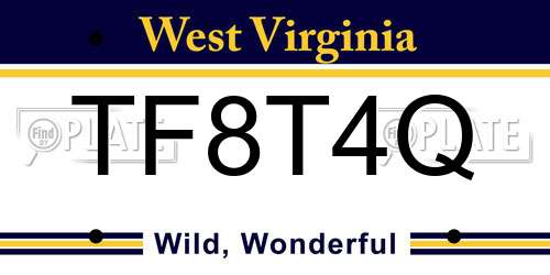 TF8T4Q West Virginia License Plate
