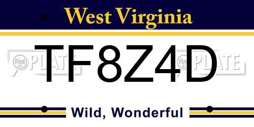 TF8Z4D West Virginia License Plate