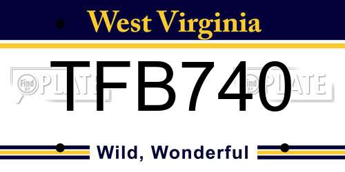 TFB740 West Virginia License Plate