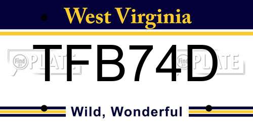 TFB74D West Virginia License Plate