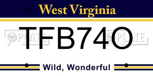 TFB74O West Virginia License Plate