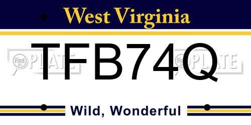 TFB74Q West Virginia License Plate