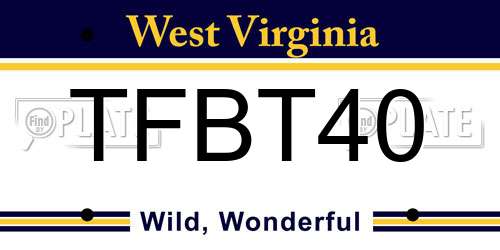 TFBT40 West Virginia License Plate