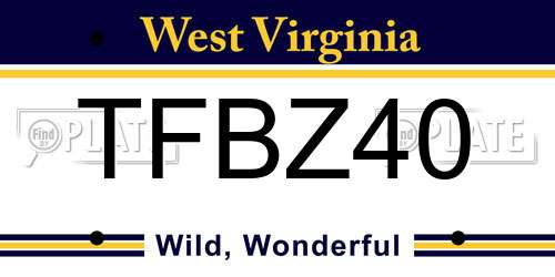 TFBZ40 West Virginia License Plate