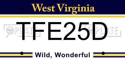 TFE25D West Virginia License Plate
