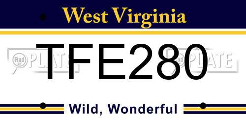 TFE280 West Virginia License Plate